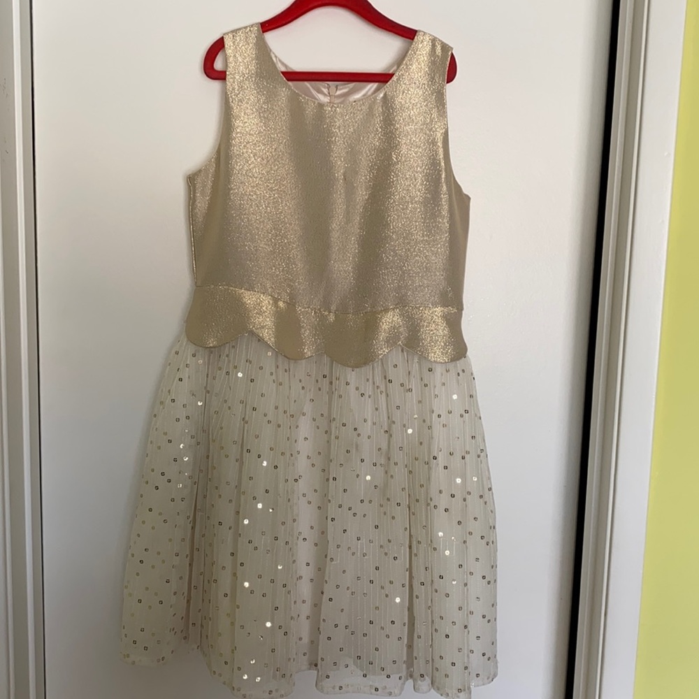 Cat & Jack gold special occasion sleeveless dress for girl. Size 10-12